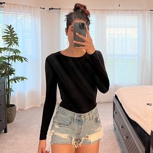 Black long sleeve bodysuit